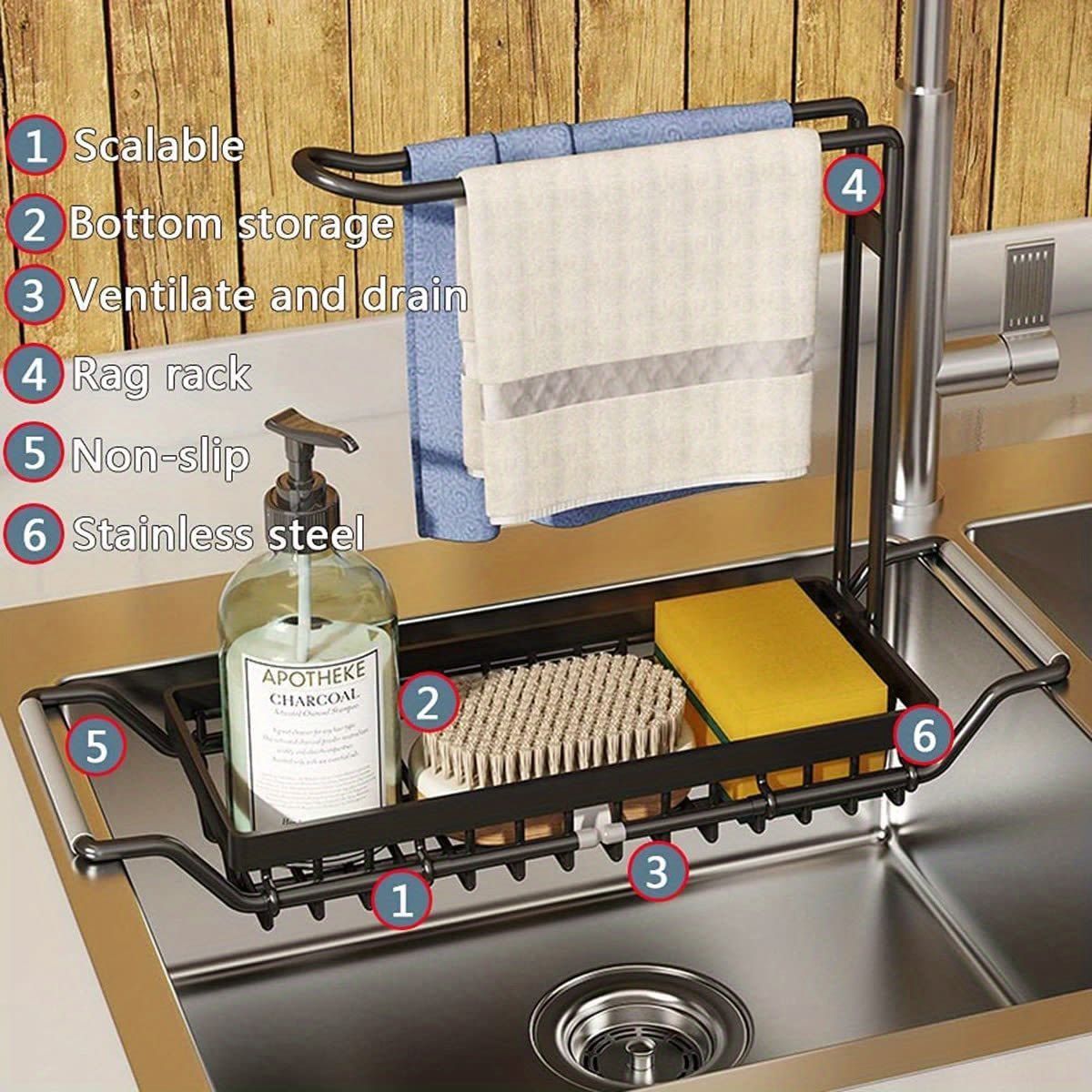 Expandable Kitchen Sink Caddy | Harlow & Hearth