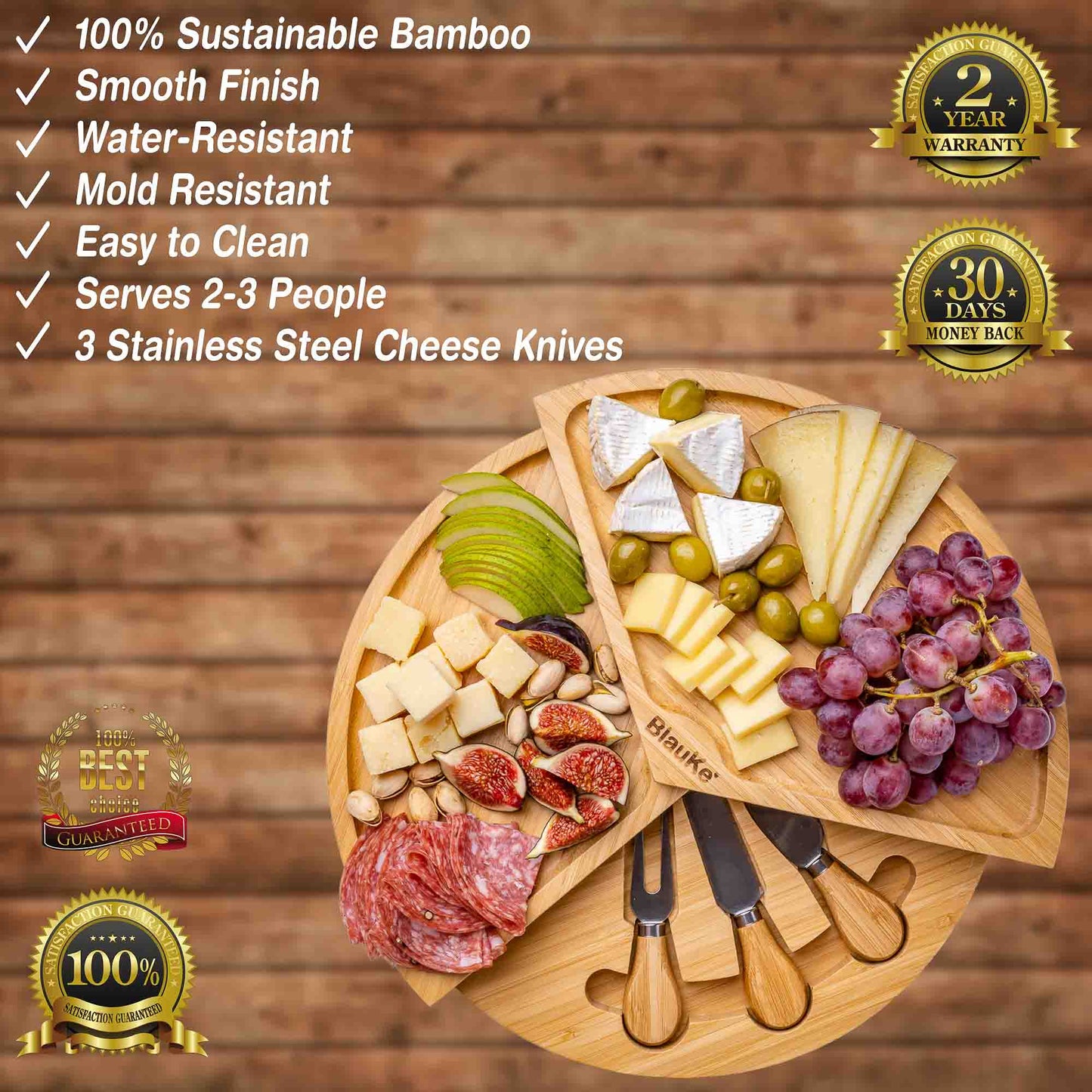 Bamboo Cheese Board and Knife Set | Harlow & Hearth