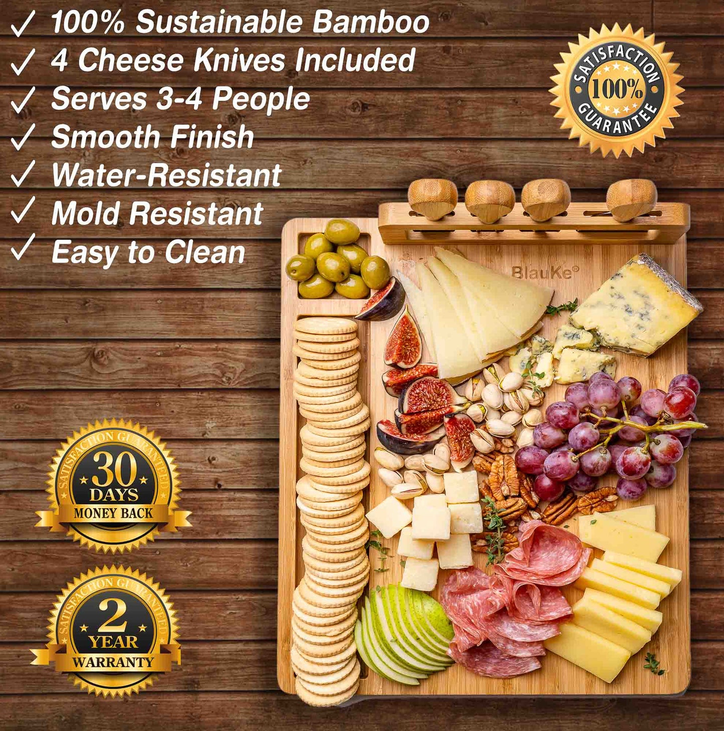 Bamboo Cheese Board and Knife Set | Harlow & Hearth