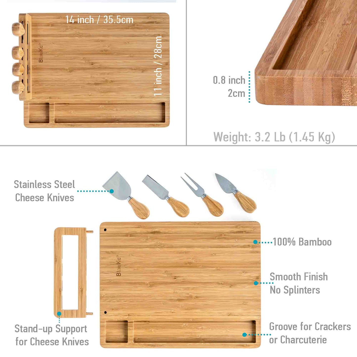 Bamboo Cheese Board and Knife Set | Harlow & Hearth